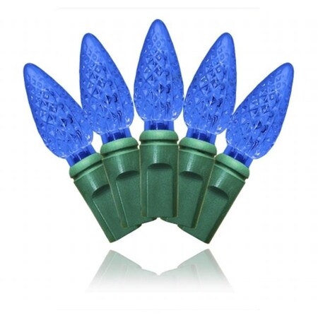 Winterland Winterland S-35C6BL-4G C6 Blue LED Light Set With In-Line Rectifer On Green Wire S-35C6BL-4G